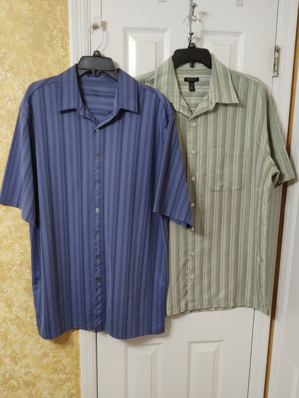 2 Shirts, 1-Men's Van Heusen Green XLT and  1-Haggar XLT Blue Shirts